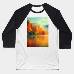 Colorful Autumn Landscape Watercolor 31 Baseball T-Shirt